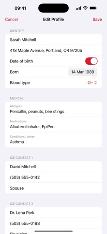 SafetySheet iPhone screenshot