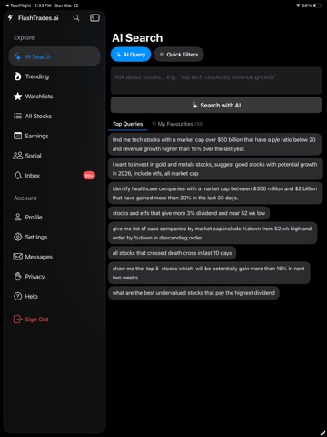 FlashTrades AI iPad screenshot