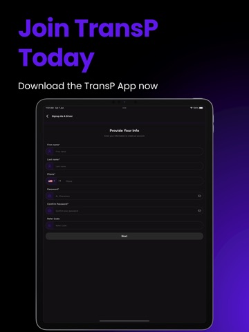 TransP Driver iPad screenshot