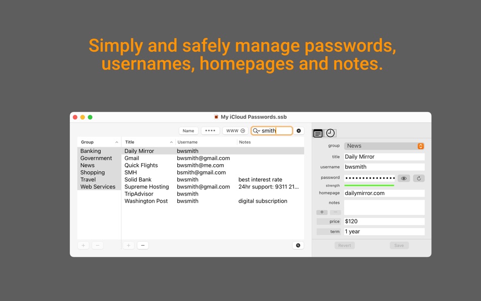 #1. SamuraiSafe: Password Manager (macOS) 由: Michael Rourke