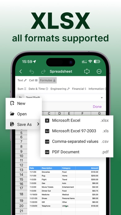 Spreadsheets Screenshot