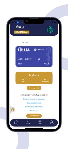 SIMESA Beneficios screenshot