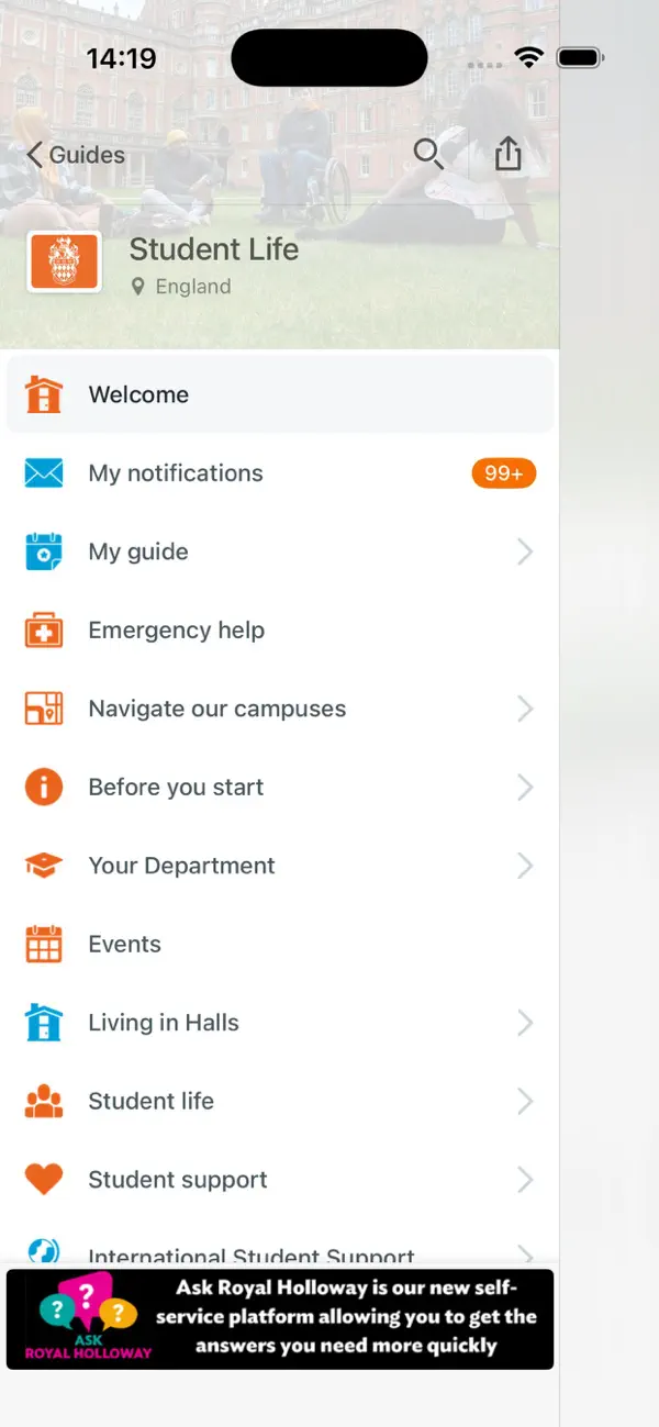 Screenshot #1 pour Official Royal Holloway app