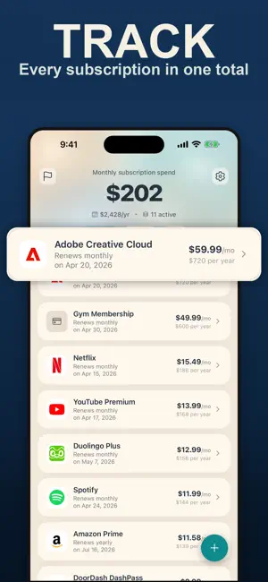 SubWatch Subscription Manager screenshot 1