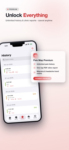 PainMap Body Pain Tracker iPhone screenshot