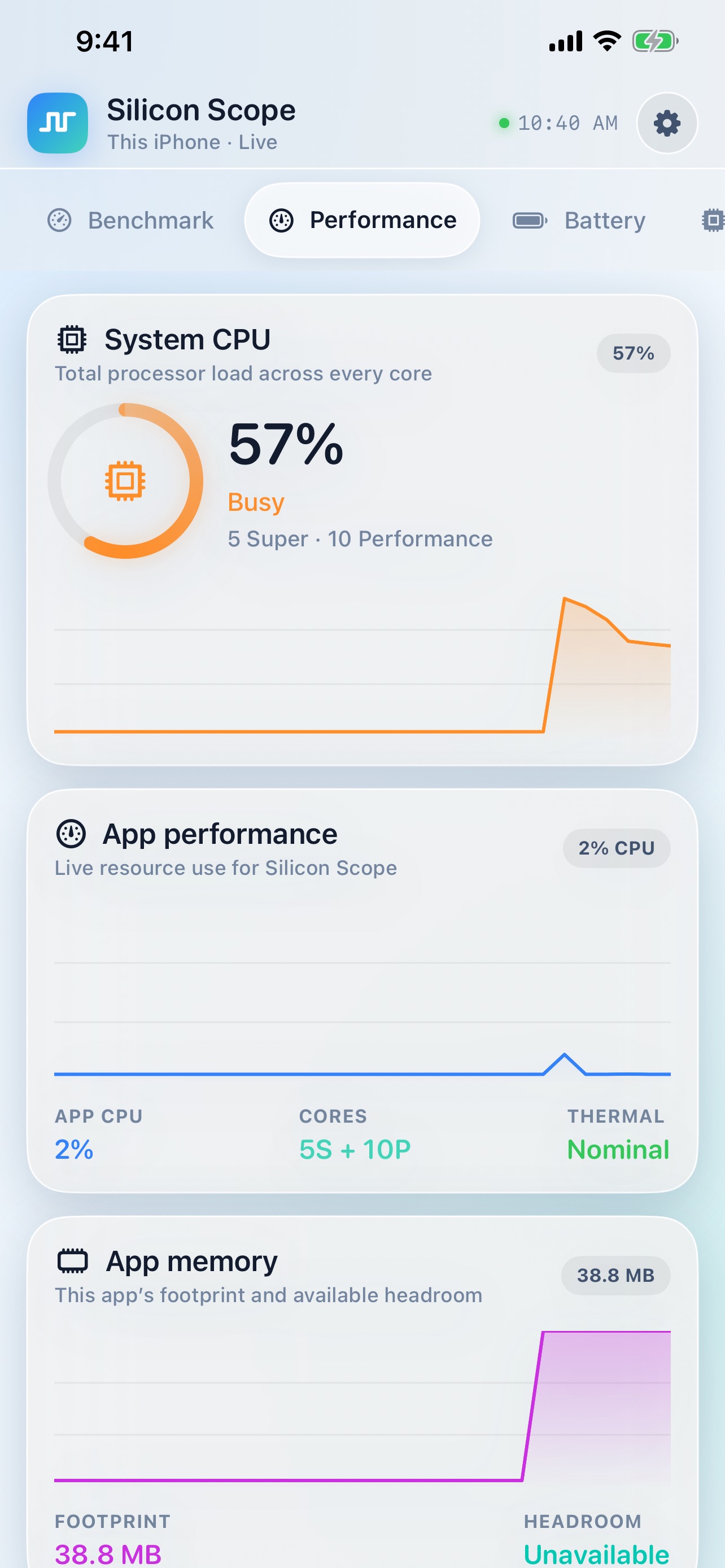 Screenshot 2 of Silicon Scope: CPU & Benchmark