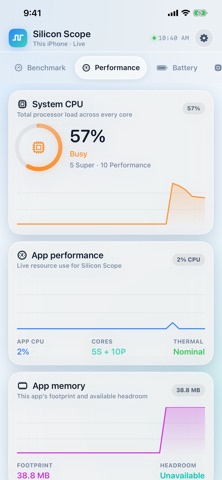 Silicon Scope: CPU & Benchmark iPhone screenshot