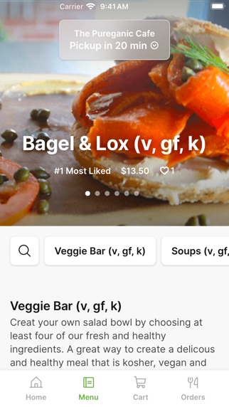 The Pureganic Cafe iPhone screenshot 2 - Food & Drink app