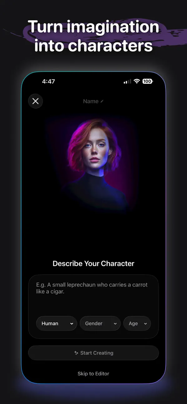 Screenshot #1 pour Cantina: AI Video & Characters
