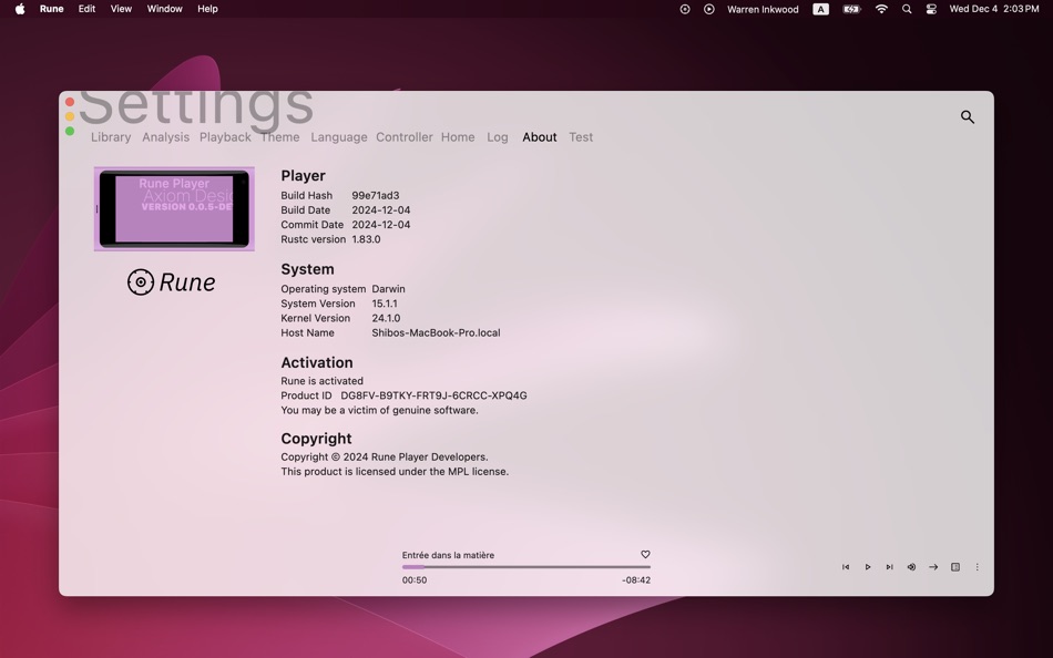 #5. Rune Player (macOS) 由: Inkwire Tech (Hangzhou) Co., Ltd.