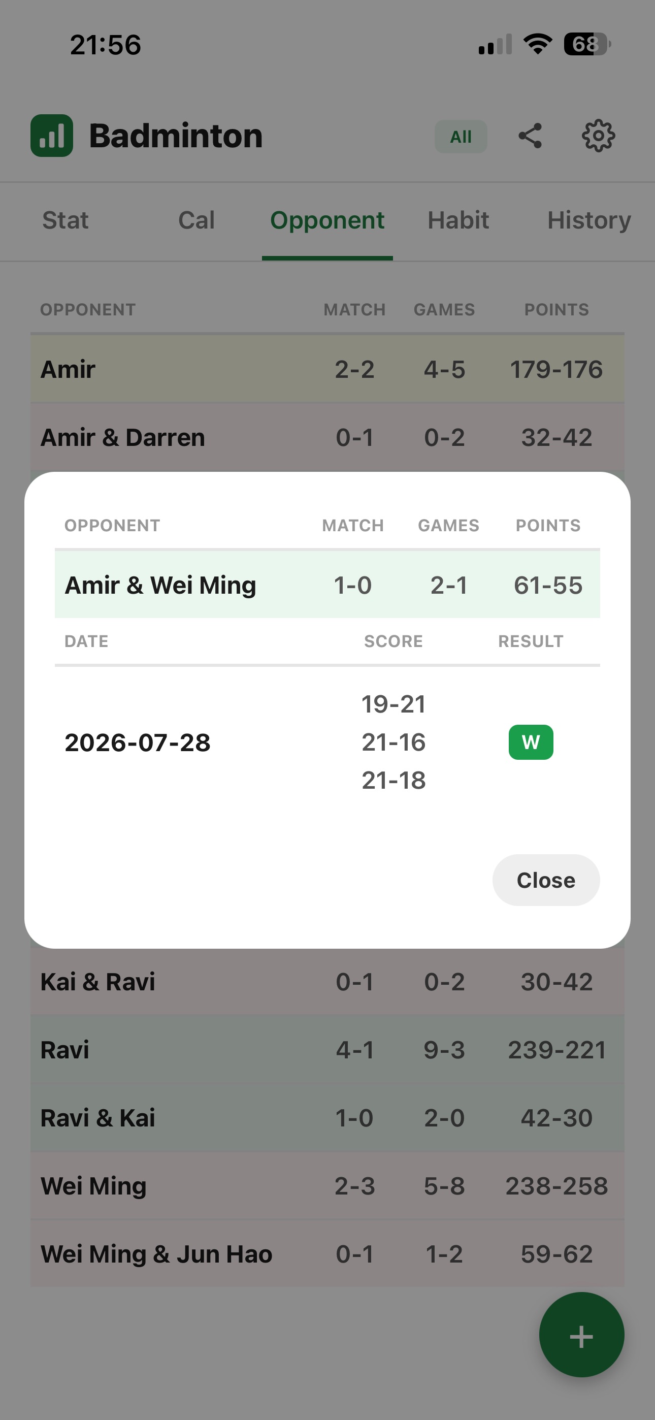 Screenshot 4 of Badminton Tracker Lite