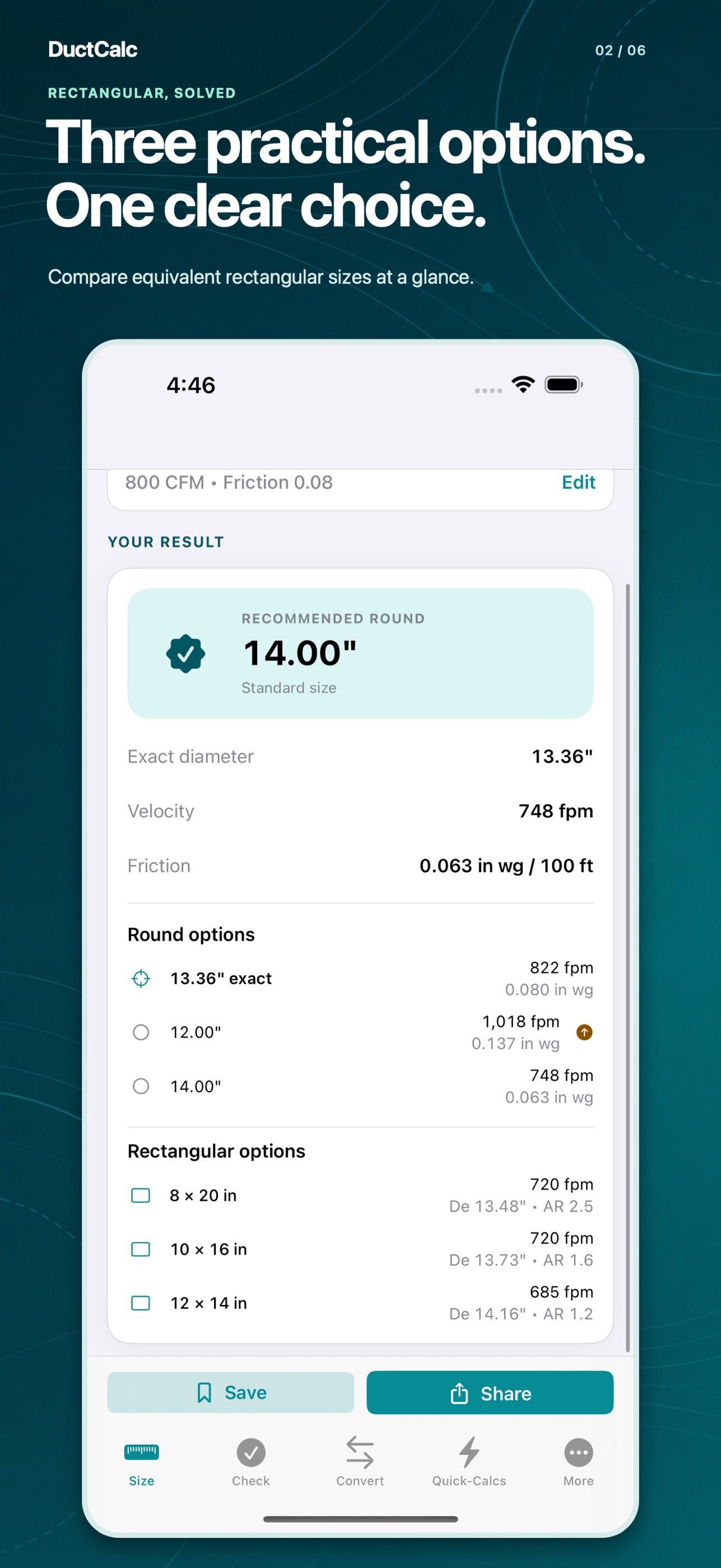 Screenshot 2 of DuctCalc - HVAC Ductulator