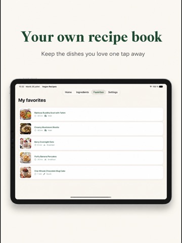 Vegan Recipes: 100 Dishes iPad screenshot