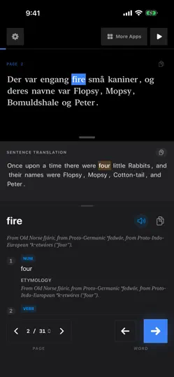 Capture d'écran de Peter Rabbit Danish sur iPhone 6