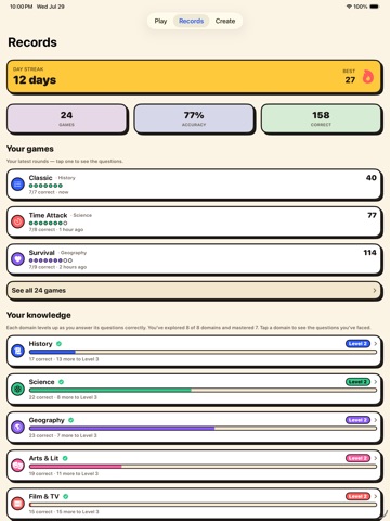 Tidbits Trivia iPad screenshot