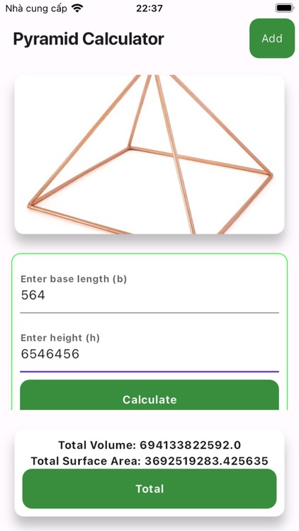 Many Pyramid Area Calc