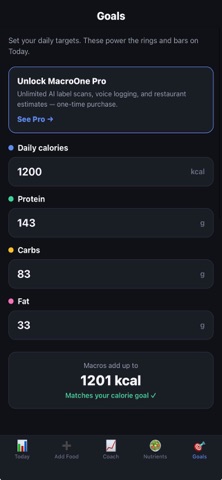 MacroOne: Calorie Counter iPhone screenshot