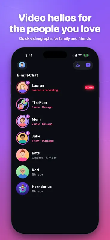 BingleChat: Video Messages screenshot 1 of 5