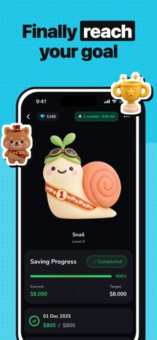 Cute Saving Goal Tracker iPhone screenshot