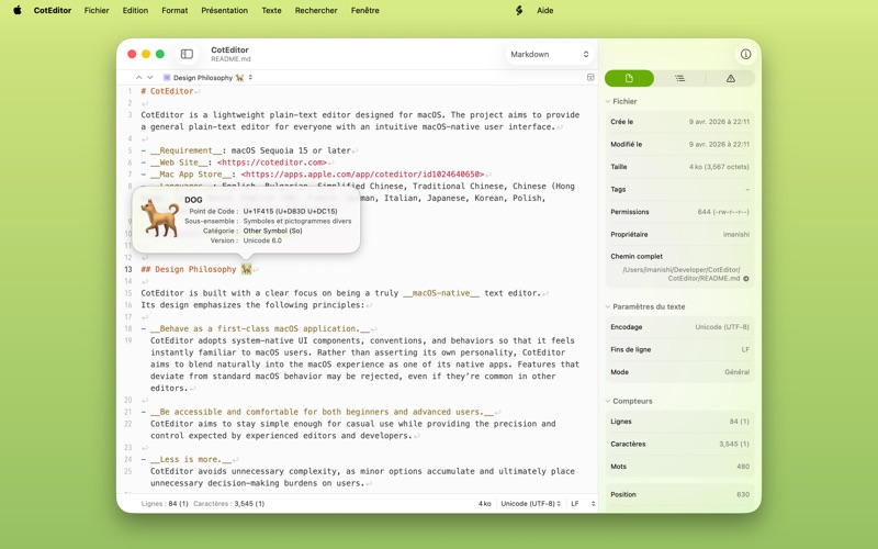 Screenshot #2 pour CotEditor