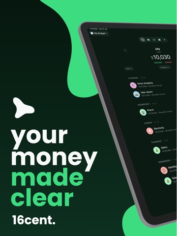 16cent: Expense Tracker iPad screenshot