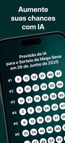 Mega Sena IA Palpites e Dicas iPhone screenshot
