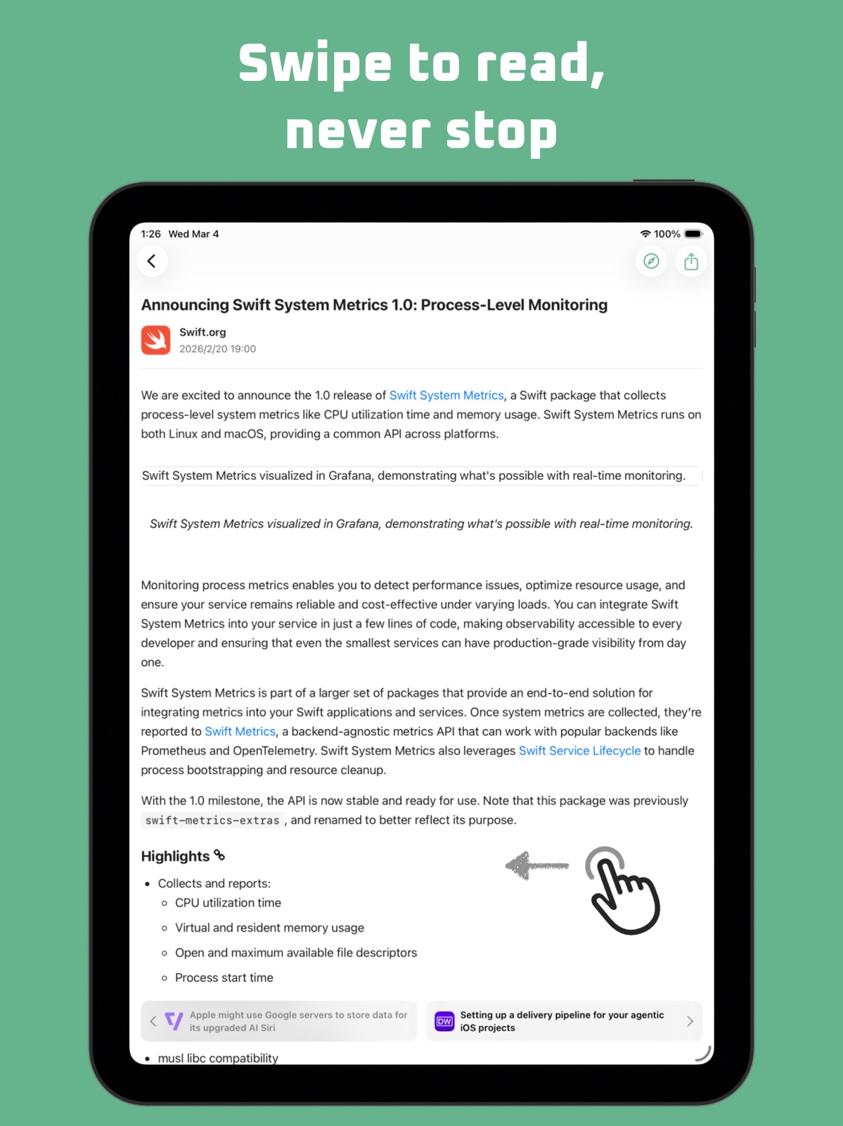 Streamside - RSS Reader ipad screenshot 1