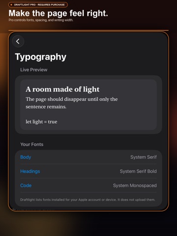 Draft Light: Focused Writing iPad screenshot