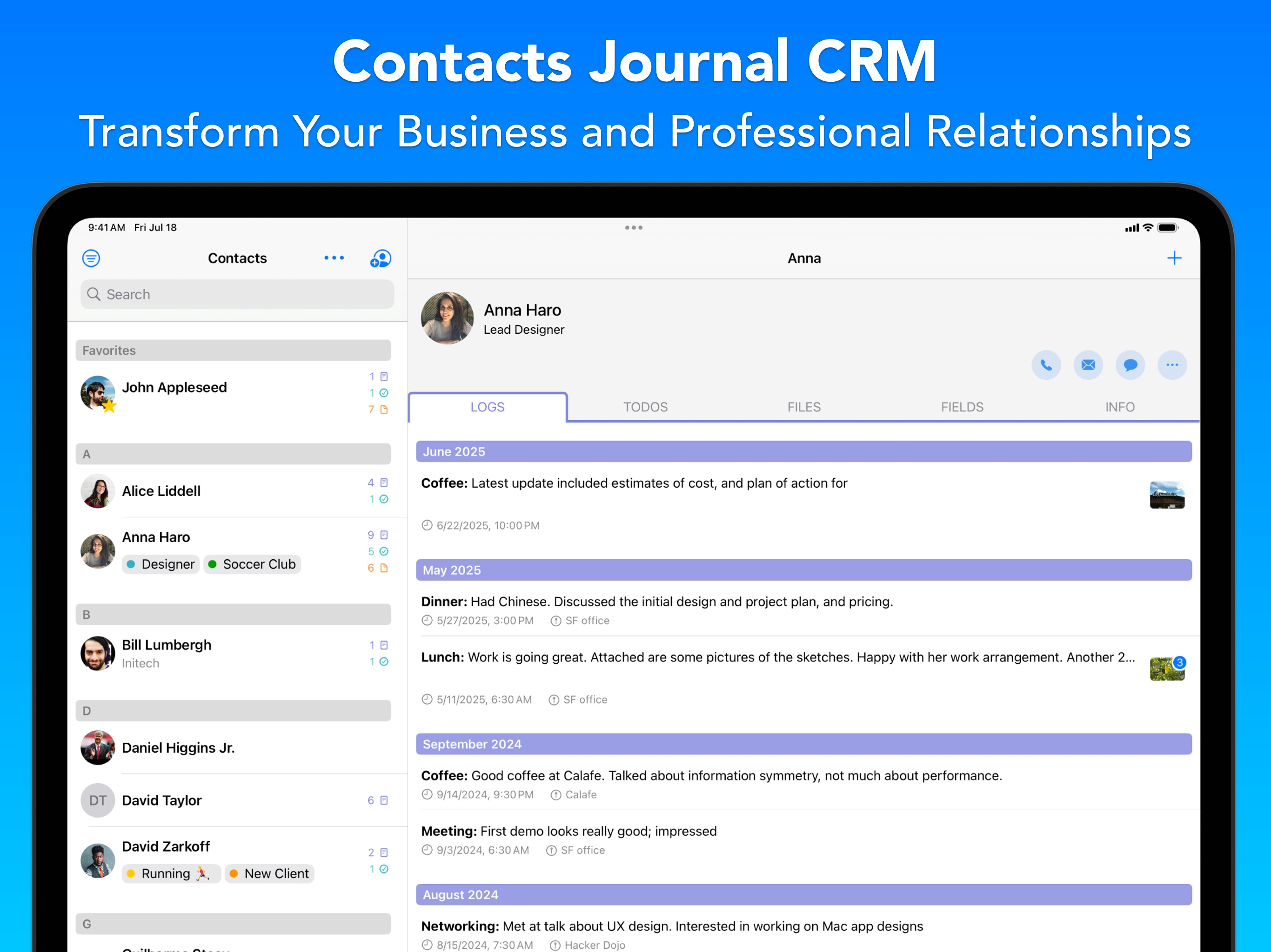 Contacts Journal CRM