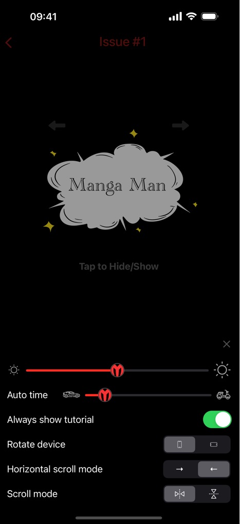 Manga Reader - Best Manga Man - Customize the reading experience with granular controls, allowing users to select flexible 'Scroll mode' options and manage convenient 'Rotate device' settings for optimal viewing.