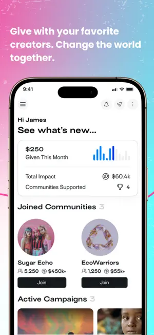 Glow - Giving Communities screenshot 1