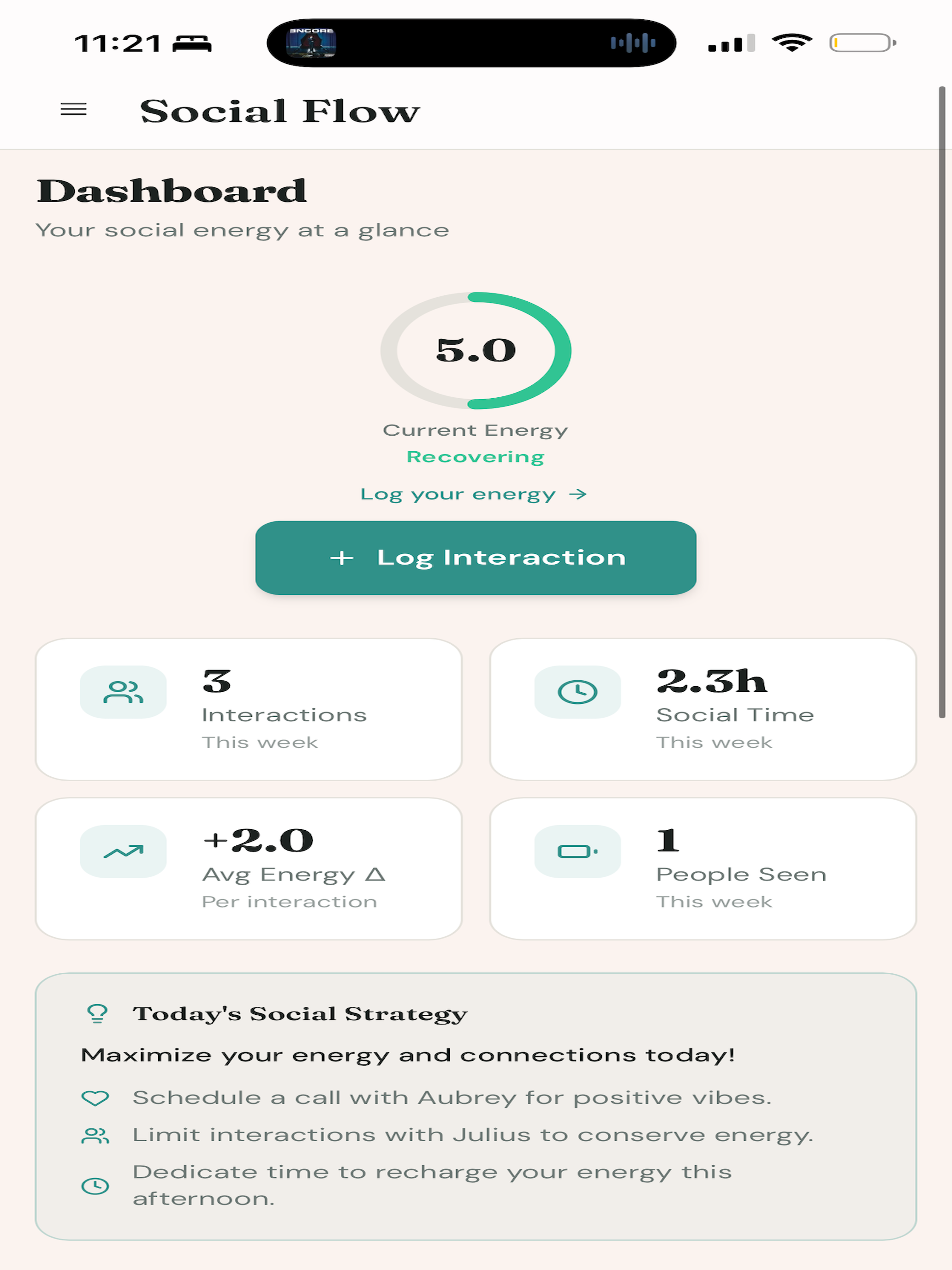 Social Battery Ai
