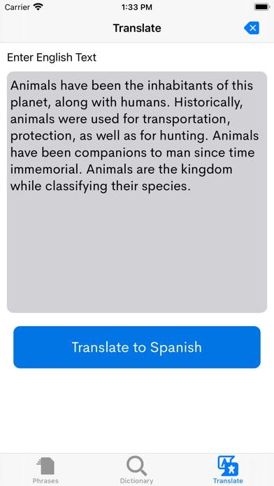 Spanish Dictionary, Vocabulary Screenshot