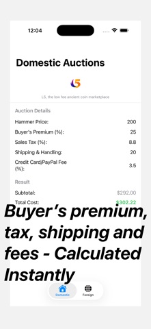 Online Auction Calculator screenshot