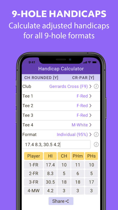 WHS Handicap Calculator Screenshot
