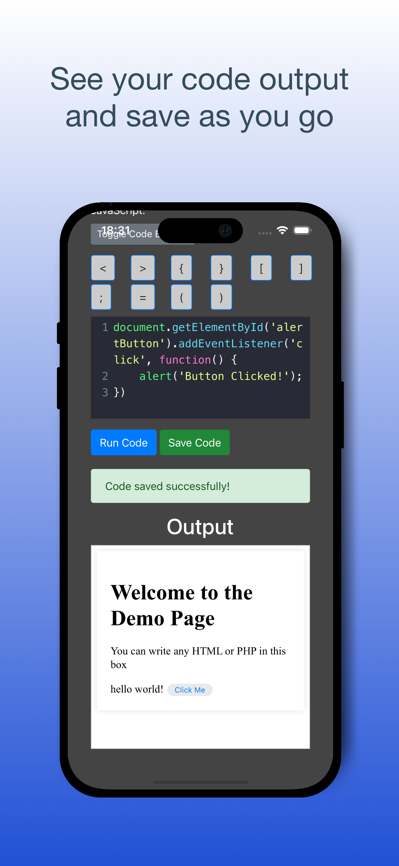 Simple Code Editor for Web