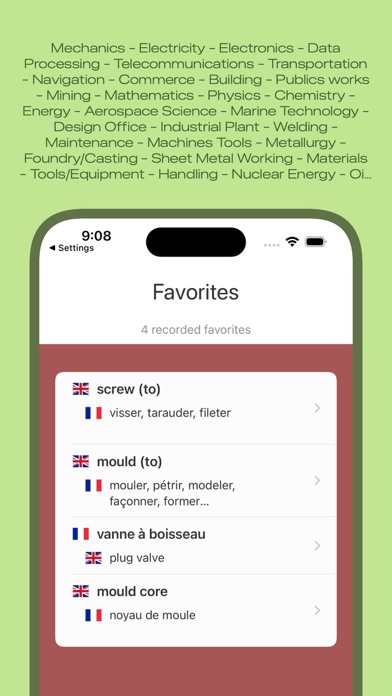 Bilingual technical dictionary Screenshot