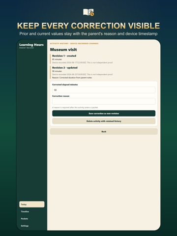 Homeschool Hours & Attendance iPad screenshot