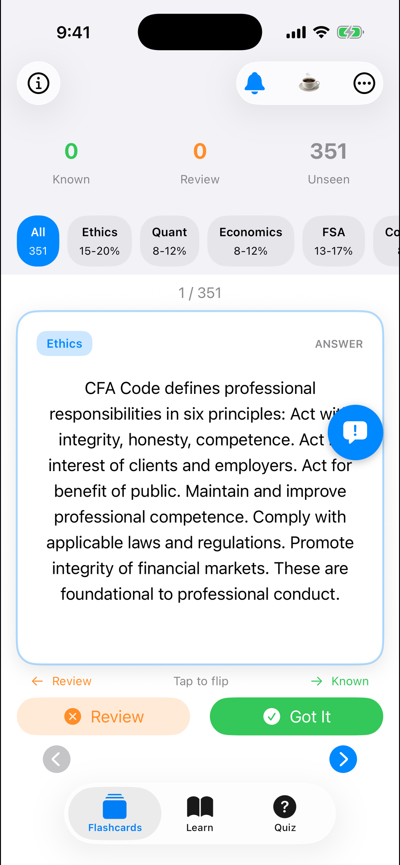 CFA Level I Flashcards