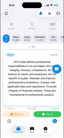 CFA Level I Flashcards iPhone screenshot