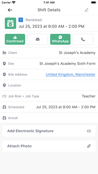 Randstad Scheduler Screenshot