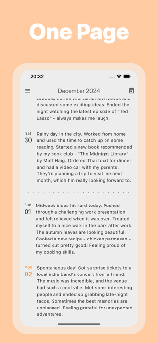 One Page: Simple Diary Screenshot 2 of 3