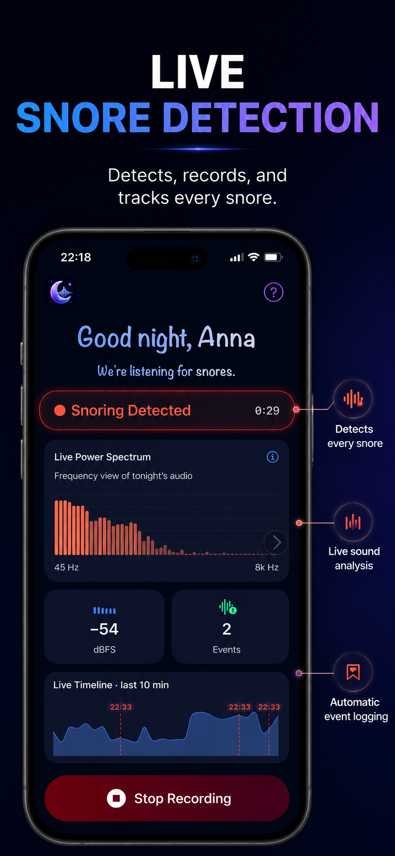 Snorry - Snore Tracker screenshot 2