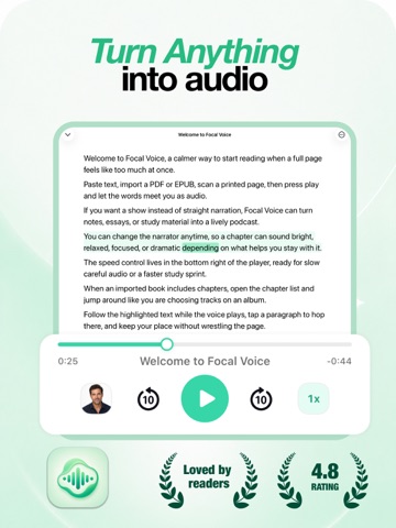 Text to Speech: Focal Voice iPad screenshot