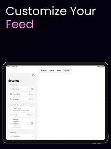 Simplio RSS Reader iPad screenshot