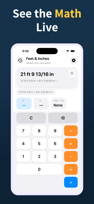 Feet Inches Calculator screenshot 4 of 6