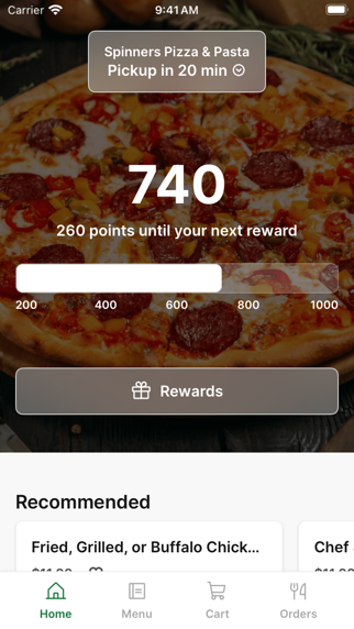 Spinners Pizza & Pasta iPhone screenshot 1 - Food & Drink app