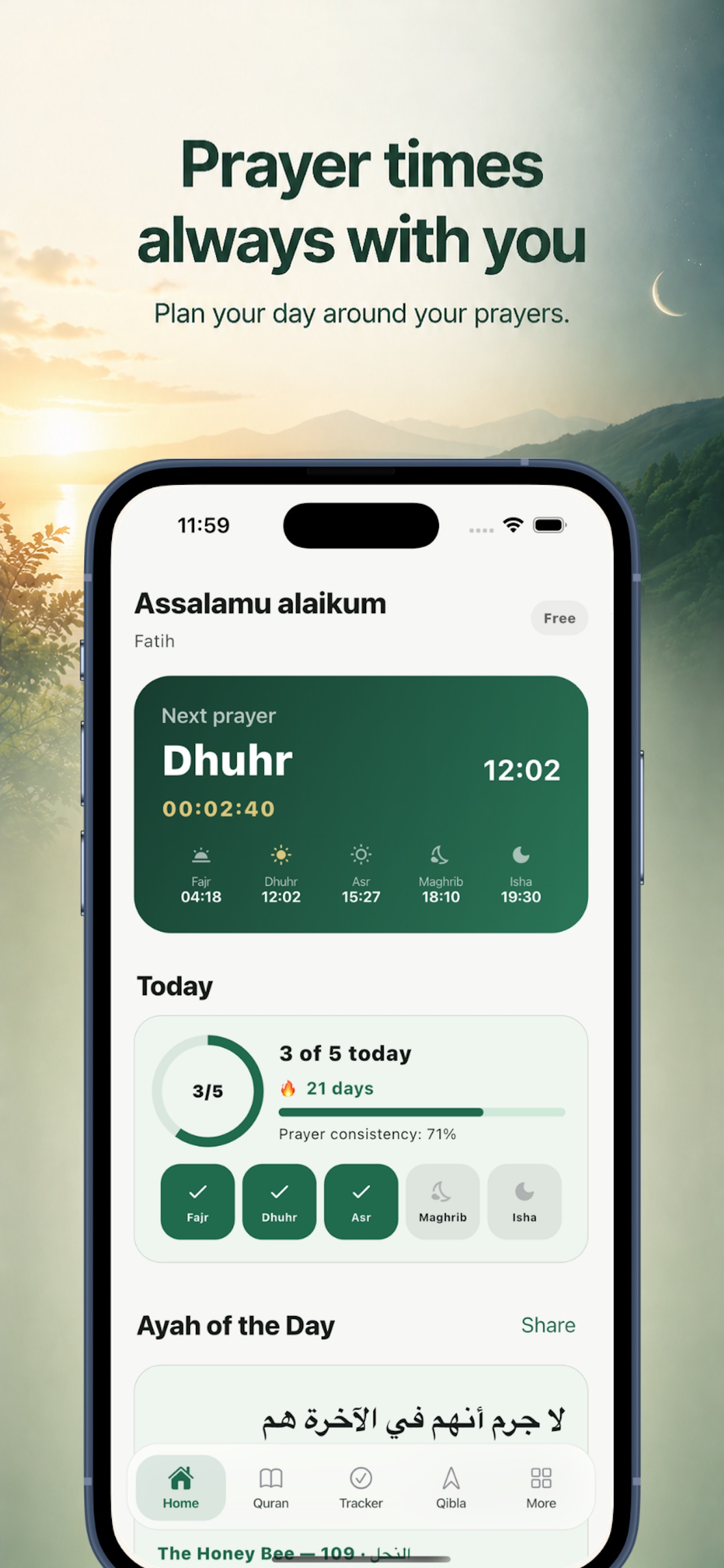 Screenshot 1 of SalahDay: Prayer Times & Quran