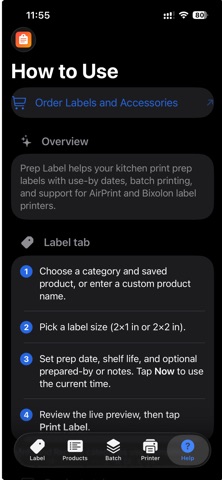 Prep Label screenshot