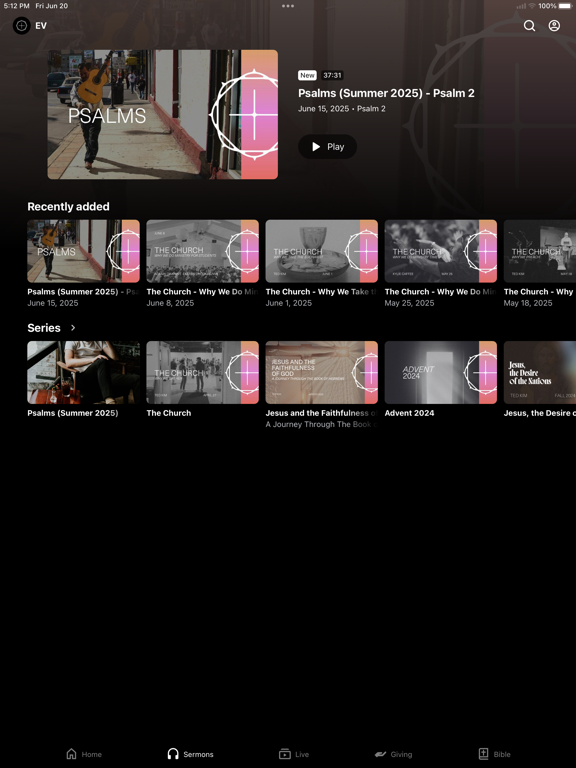 Evanston Vineyard iPad screenshot